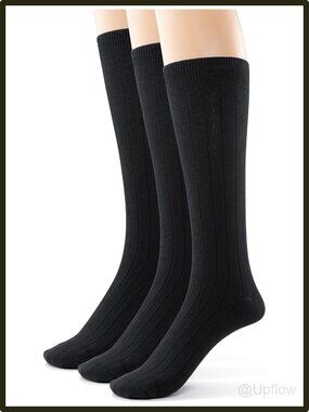 Super Soft Seamless Crew Dress Socks Bamboo Rayon Breathable Lightweight Black